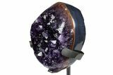 Deep-Purple Amethyst Geode With Metal Stand - Uruguay #368354-2